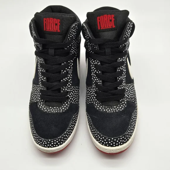 Nike Force Womens Dunk Sky Hi Black White Polka Hidden Wedge Shoes Women Size 9 - Picture 4 of 10